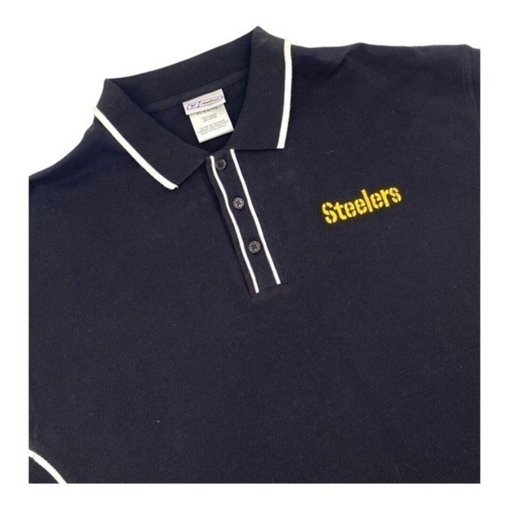 Reebok NFL Steelers Black Polo Shirt Cotton Short Sleeve Mens Size XL
